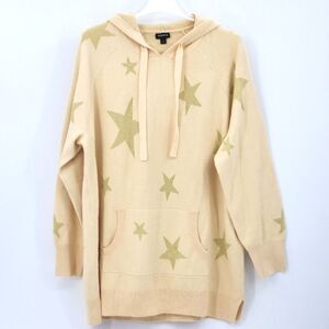 Torrid Hooded Sweater Tunic Womens Plus Size 1X Metallic Gold Stars Fall Winter